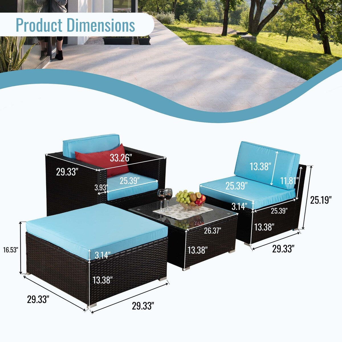 Outdoor 4-Piece Rattan Sectional Sofa Sets