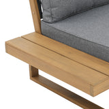 Outdoor 4 pieces V-Shaped Acacia Wood Sectional Sofa Set