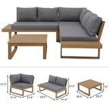 Outdoor 4 pieces V-Shaped Acacia Wood Sectional Sofa Set