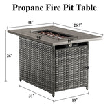 Outdoor 41 Inch Propane Gas Fire Pit Table