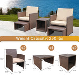 Outdoor 5-piece Brown Rattan Wicker Conversation Set