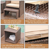 Outdoor 5-piece Brown Rattan Wicker Conversation Set