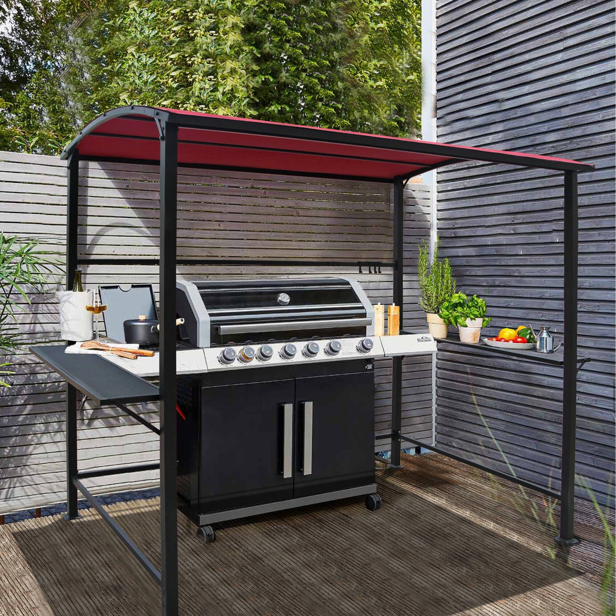 【メーカー直売】の商品をすべて 8 x ft. 5 Outdoor ft. Canopy Gazebo Grill Frame Steel バーベキュー・調理用品