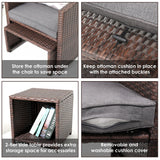 Outdoor 5-piece Brown Rattan Wicker Conversation Set