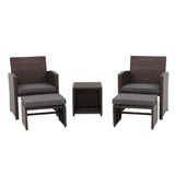 Outdoor 5-piece Brown Rattan Wicker Conversation Set