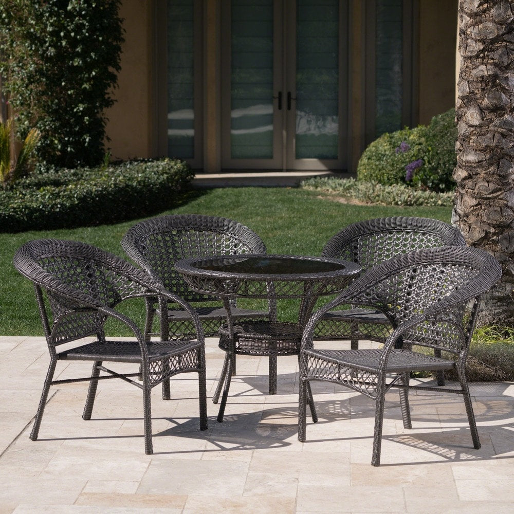 Outdoor 5-piece Wicker Dining Bistro Table Set by Christopher Knight Home