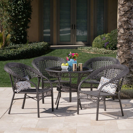 Outdoor 5-piece Wicker Dining Bistro Table Set by Christopher Knight Home