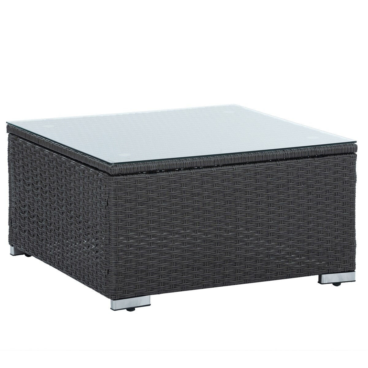 Outdoor 7-Set Combination Sofa Furniture with Coffee Table, Patio PE Wicker Conversation Couch Sets for Garden, Dark Grey