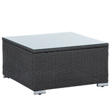 Outdoor 7-Set Combination Sofa Furniture with Coffee Table, Patio PE Wicker Conversation Couch Sets for Garden, Dark Grey