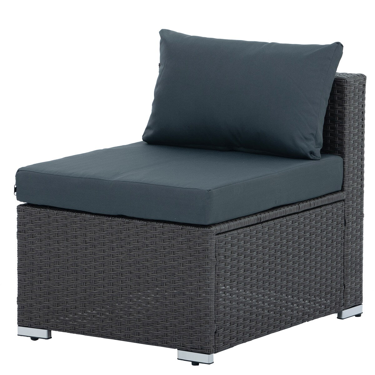 Outdoor 7-Set Combination Sofa Furniture with Coffee Table, Patio PE Wicker Conversation Couch Sets for Garden, Dark Grey