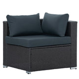 Outdoor 7-Set Combination Sofa Furniture with Coffee Table, Patio PE Wicker Conversation Couch Sets for Garden, Dark Grey