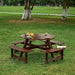 Outdoor 8 Person Picnic Table, 8 person Round Picnic Table with 4 Built-in Benches, Umbrella Hole for Garden