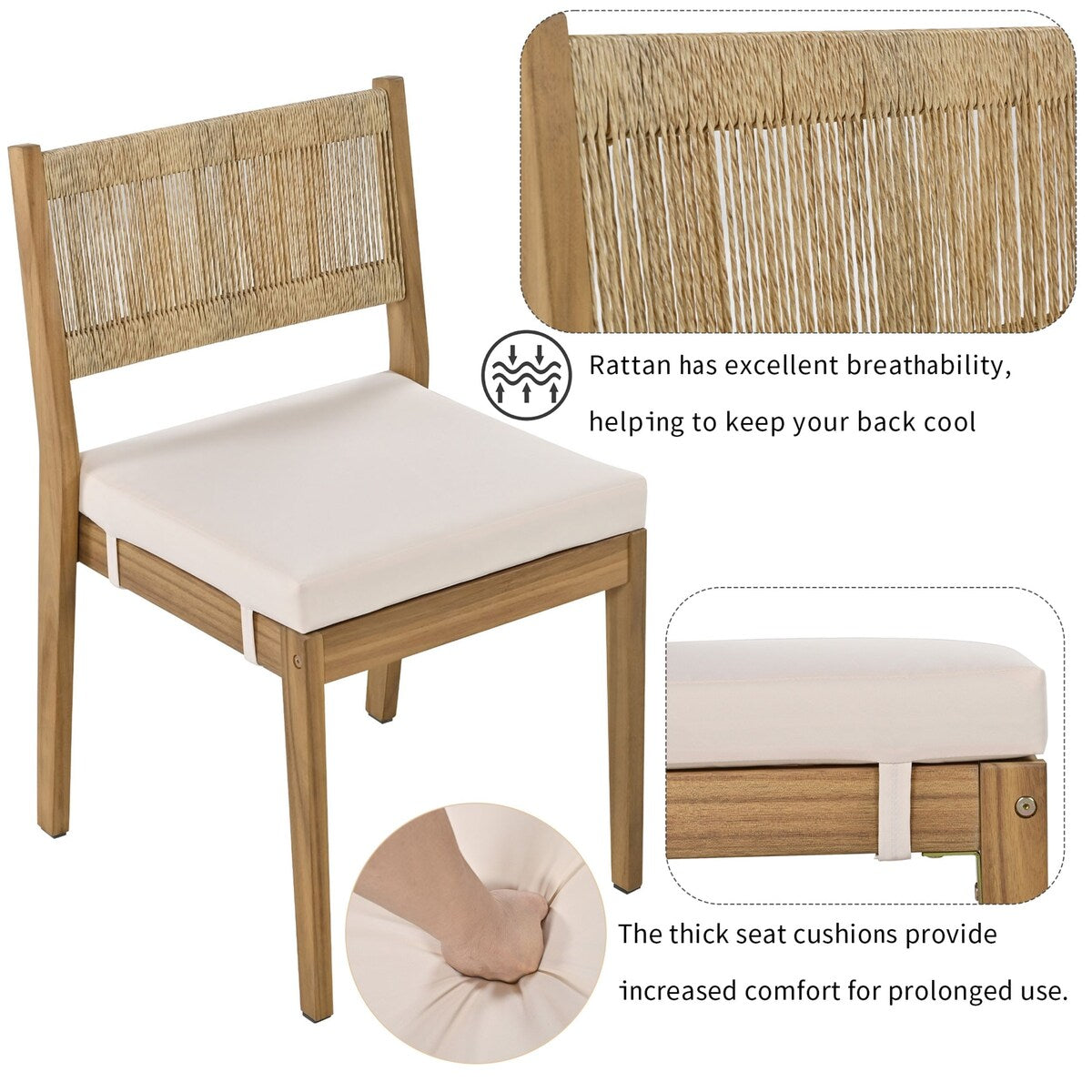 Outdoor Acacia Wood Dining Table and Chairs Set
