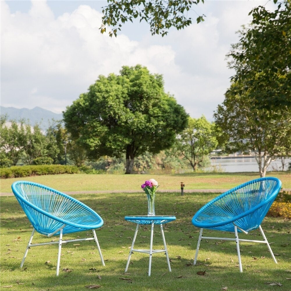 Anchor Point Blue 3-piece Patio Chair and Glass Table Set by Havenside Home