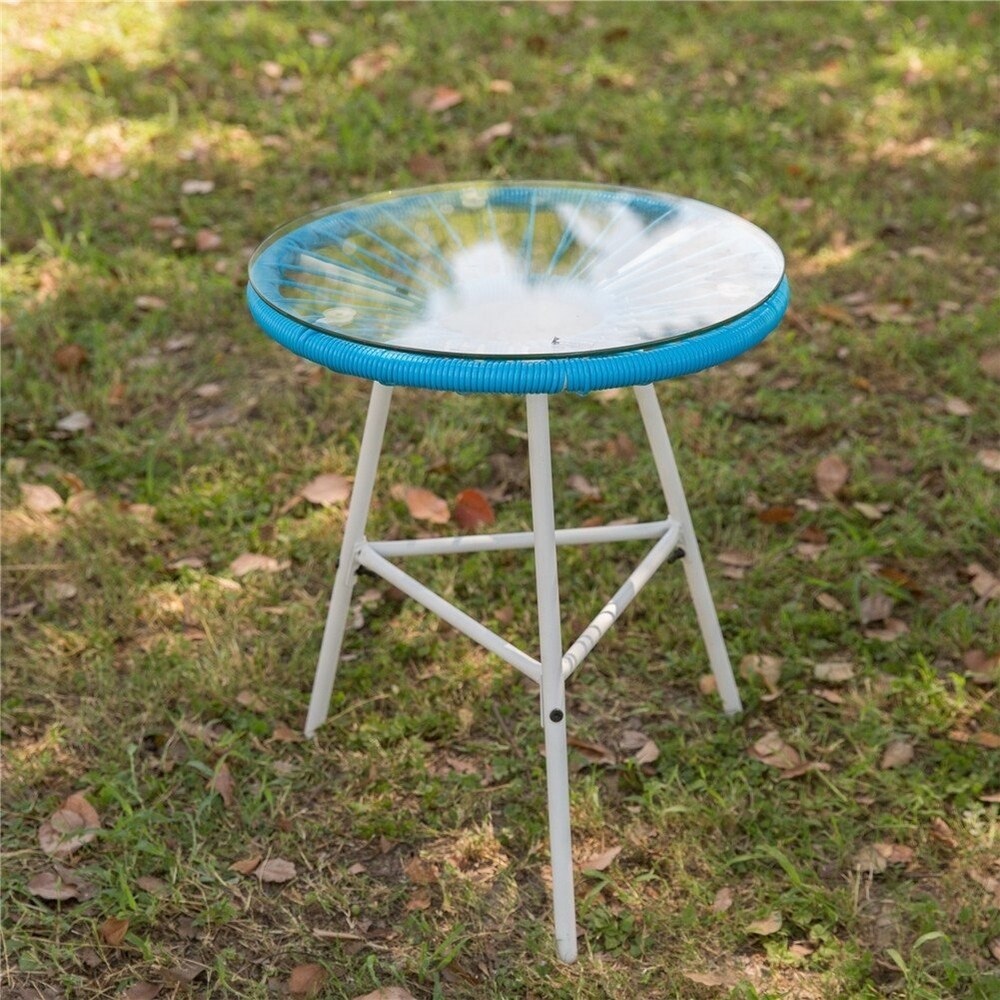 Anchor Point Blue 3-piece Patio Chair and Glass Table Set by Havenside Home
