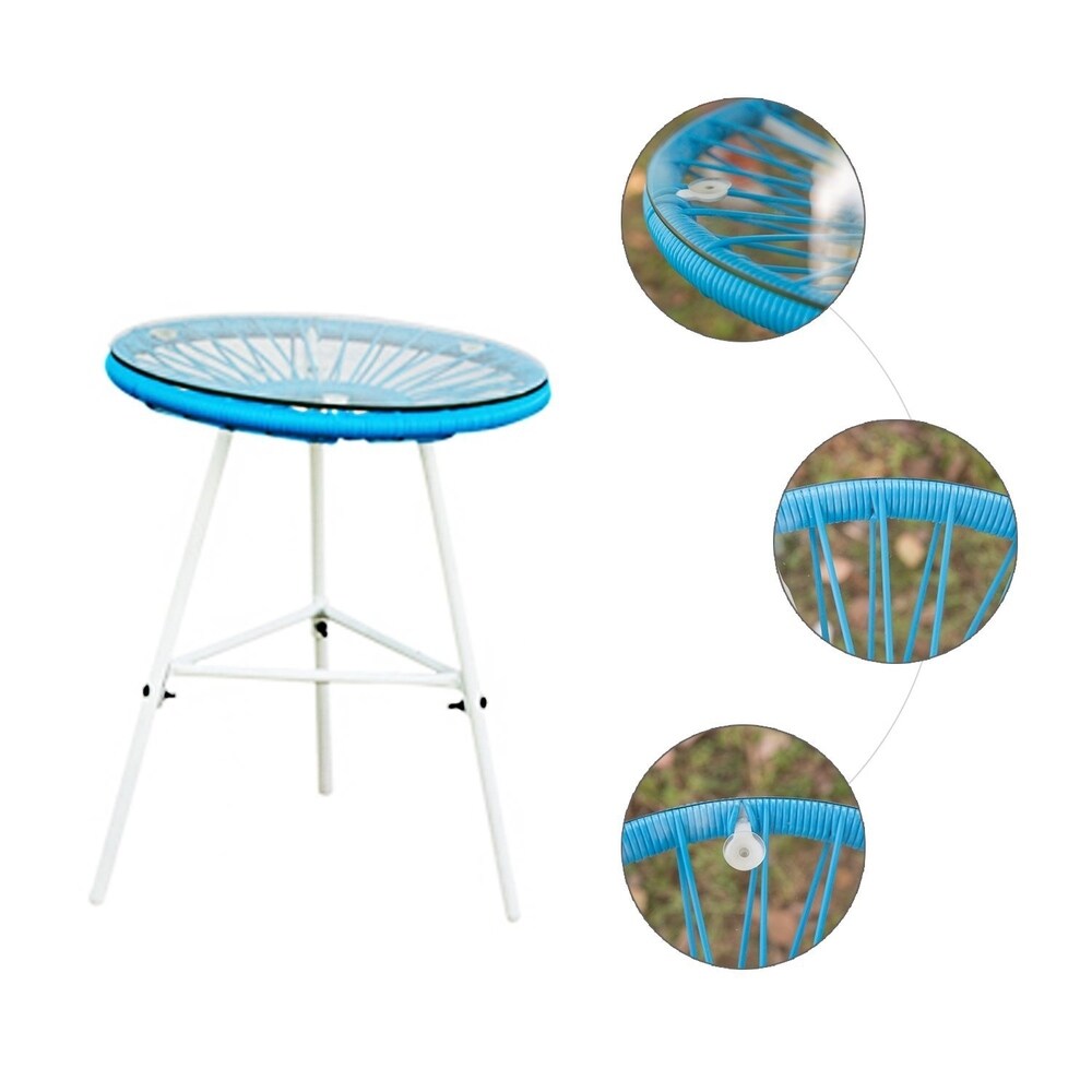 Anchor Point Blue 3-piece Patio Chair and Glass Table Set by Havenside Home