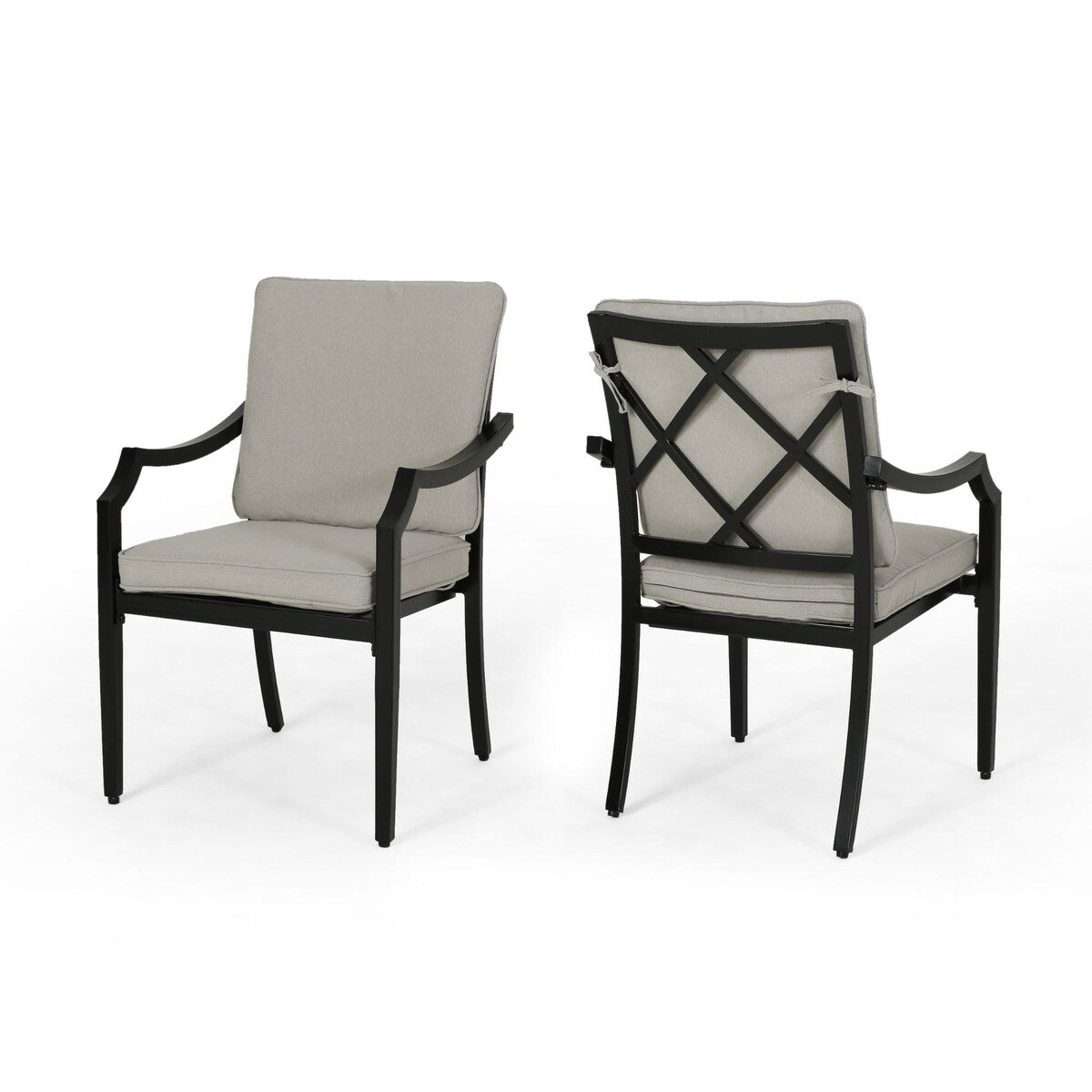 Outdoor Aluminum Dining Chairs with Cushions, Set of 2