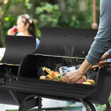 Outdoor Barrel Charcoal Grill with Offset Smoker
