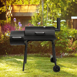 Outdoor Barrel Charcoal Grill with Offset Smoker