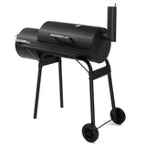 Outdoor Barrel Charcoal Grill with Offset Smoker