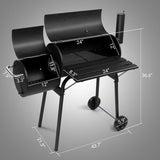 Outdoor Barrel Charcoal Grill with Offset Smoker