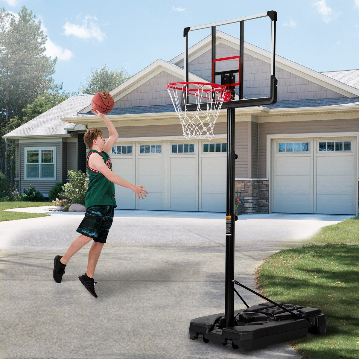 Portable Basketball Hoop & Goal, Outdoor Basketball System with 6.6-10ft Height Adjustment for Youth, Adults