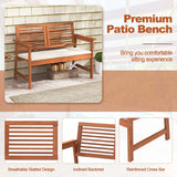 Outdoor Bench Patio Bench Conversation Loveseat w/ Slatted Back & Seat