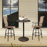 Outdoor Bistro Pub Table, Round Patio Bar Height Cocktail Table, Antique Bronze - N/A