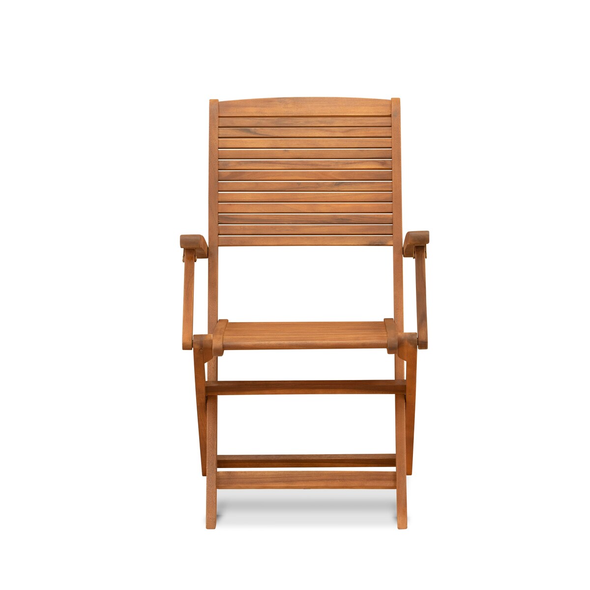 East West Furniture 3 Piece Outdoor Bistro Set-an Coffee Table and 2 Folding Side Chairs, Natural Oil(Chair Style Option)