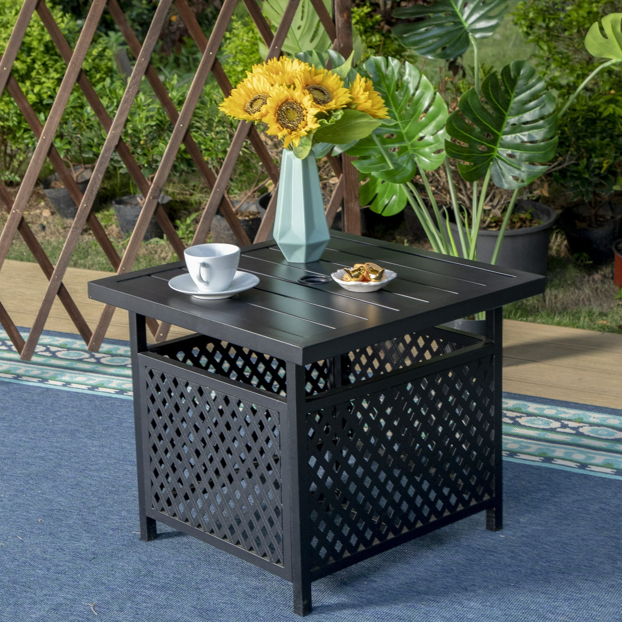 Outdoor Bistro Side Table Patio Umbrella Stand Table Overstock