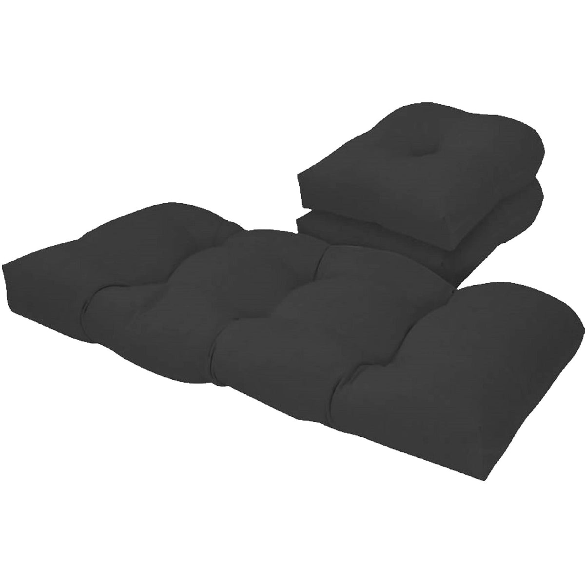 Outdoor Black 3 Piece Cushion Set - 19"x44", 19"x19