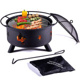 Outdoor Bonfire Burning Wood Grill Fire Pit with BBQ Cooking Grill
