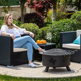 Outdoor Bonfire Burning Wood Grill Fire Pit with BBQ Cooking Grill