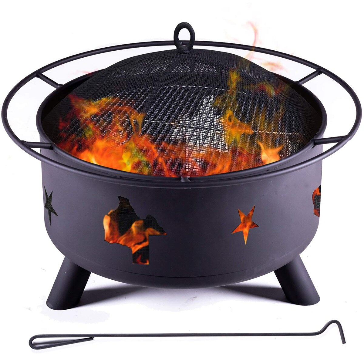 Outdoor Bonfire Burning Wood Grill Fire Pit with BBQ Cooking Grill