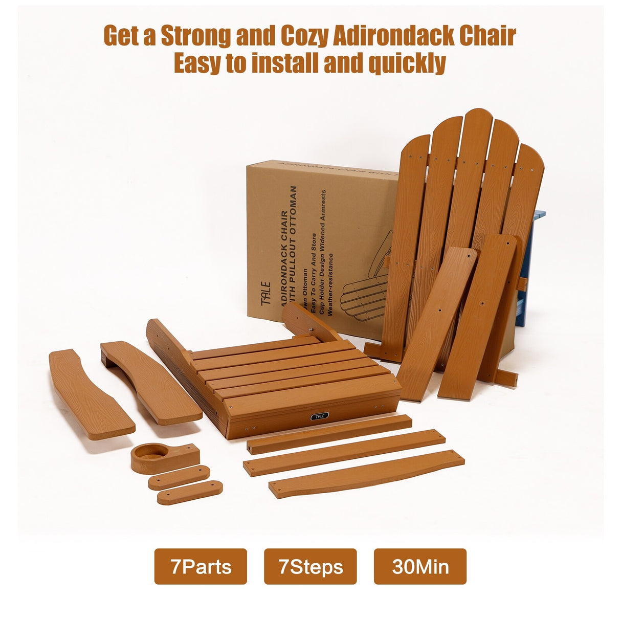 Outdoor Brown Folding Adirondack Chair with Cup Holder