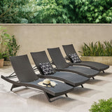 Outdoor Brown Wicker Adjustable Chaise Lounge Chairs (Set of 4) by Christopher Knight Home