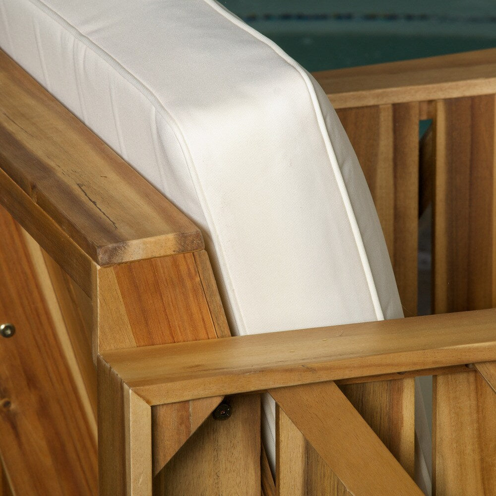 Cadence Acacia Wood Outdoor 4-piece Chat Set with Cushions by Christopher Knight Home