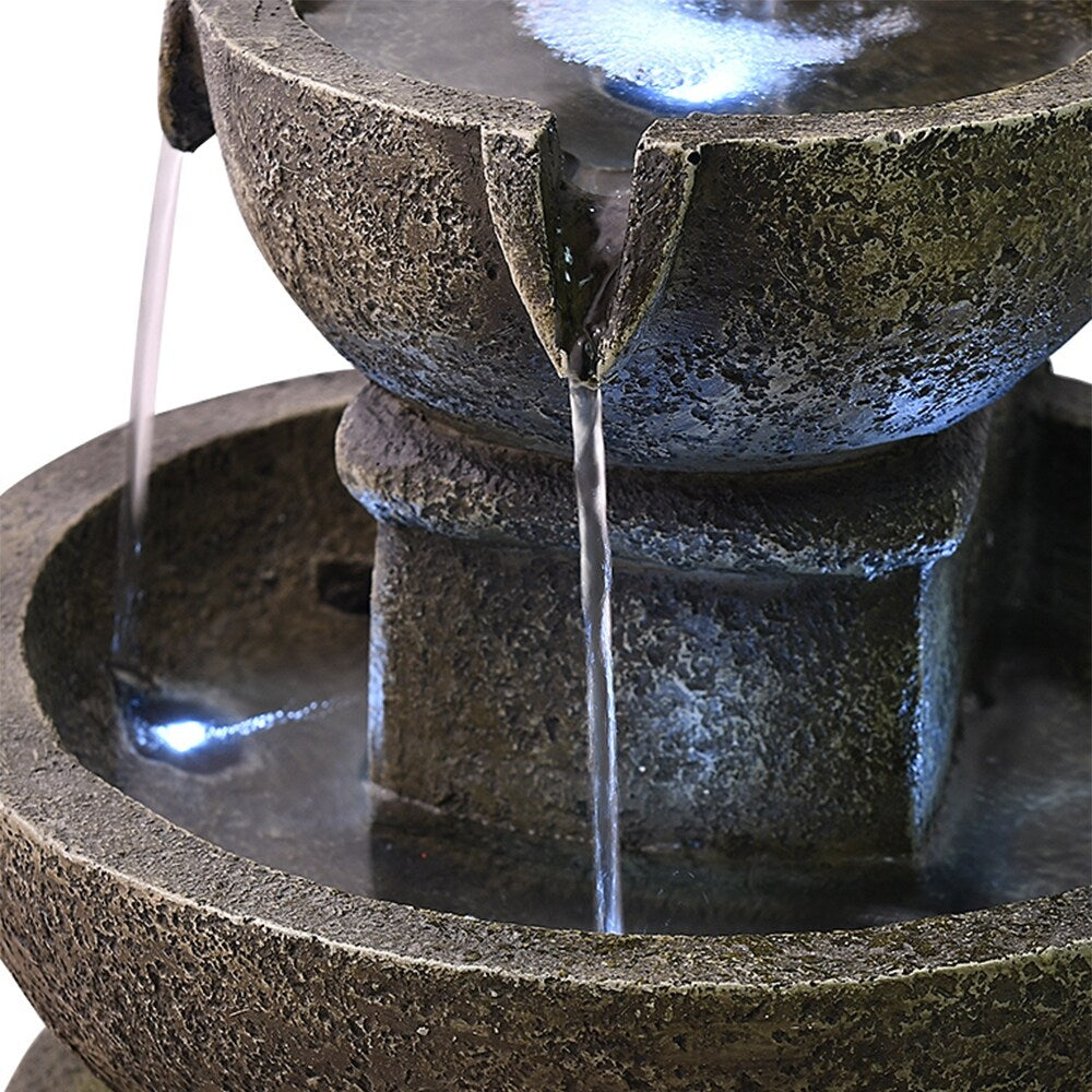Outdoor Cascading Waterfall Fountain w/LED Light Home Water Fountain
