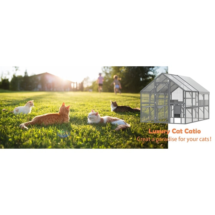 Outdoor Catio Cat House 74" H Large Cat Enclosures ,UV proof Cover
