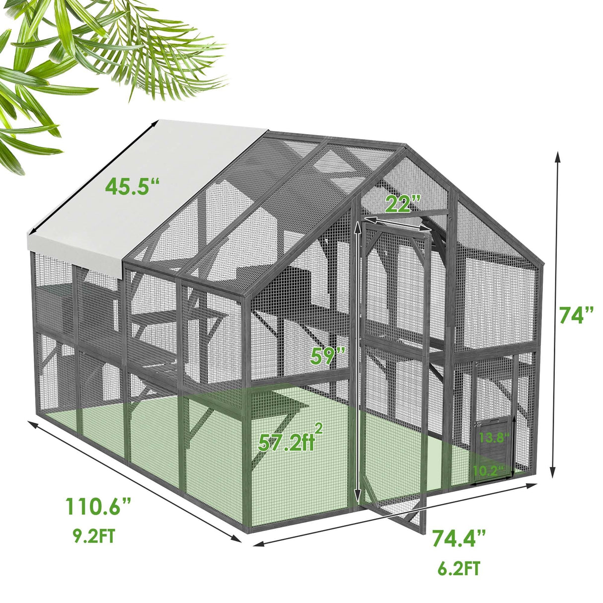 Outdoor Catio Cat House 74" H Large Cat Enclosures ,UV proof Cover