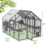Outdoor Catio Cat House 74" H Large Cat Enclosures ,UV proof Cover