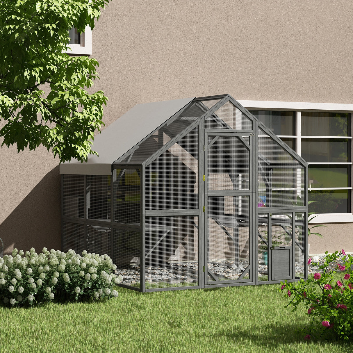 Outdoor Catio Cat House 74" H Large Cat Enclosures ,UV proof Cover