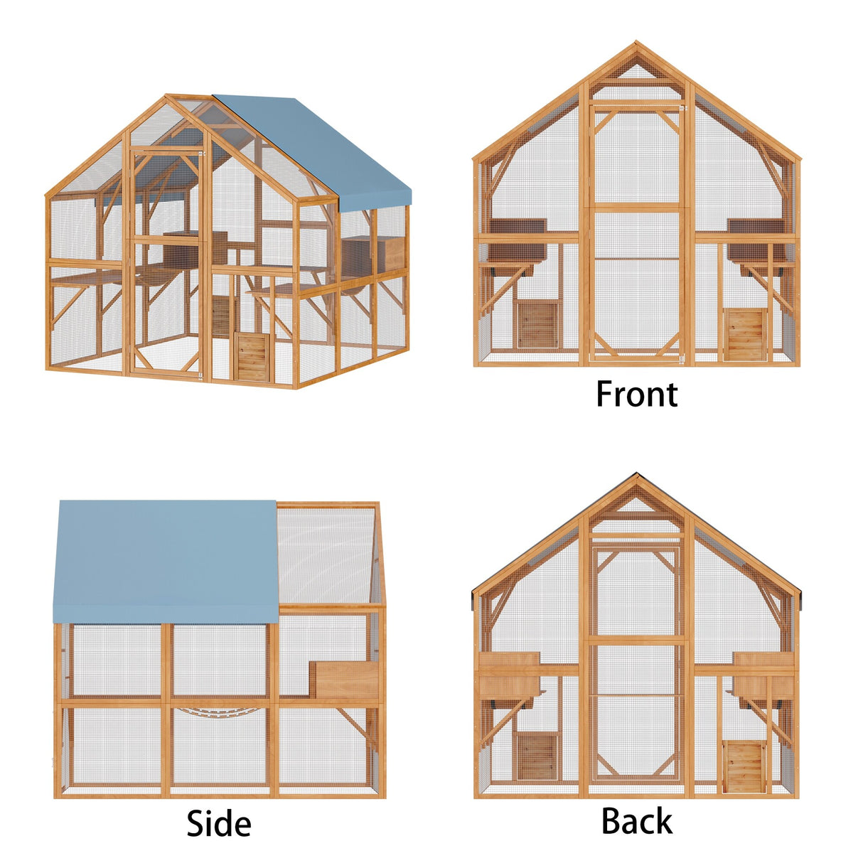 Outdoor Catio Cat House 74" H Large Cat Enclosures ,UV proof Cover