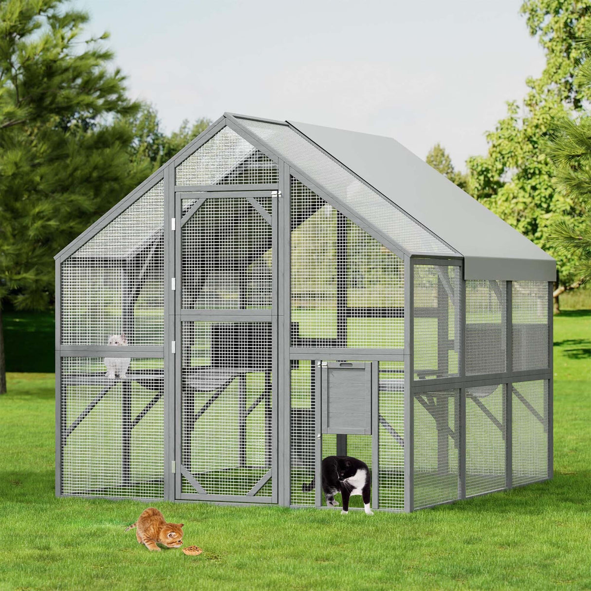Outdoor Catio Cat House 74" H Large Cat Enclosures ,UV proof Cover