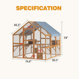Outdoor Catio Cat House 74" H Large Cat Enclosures ,UV proof Cover