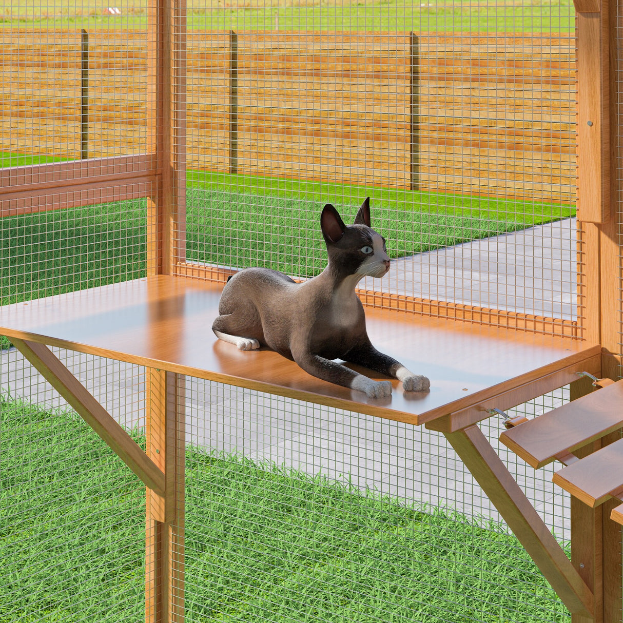 Outdoor Catio Cat House 74" H Large Cat Enclosures ,UV proof Cover