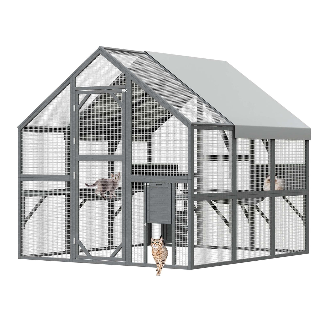 Outdoor Catio Cat House 74" H Large Cat Enclosures ,UV proof Cover