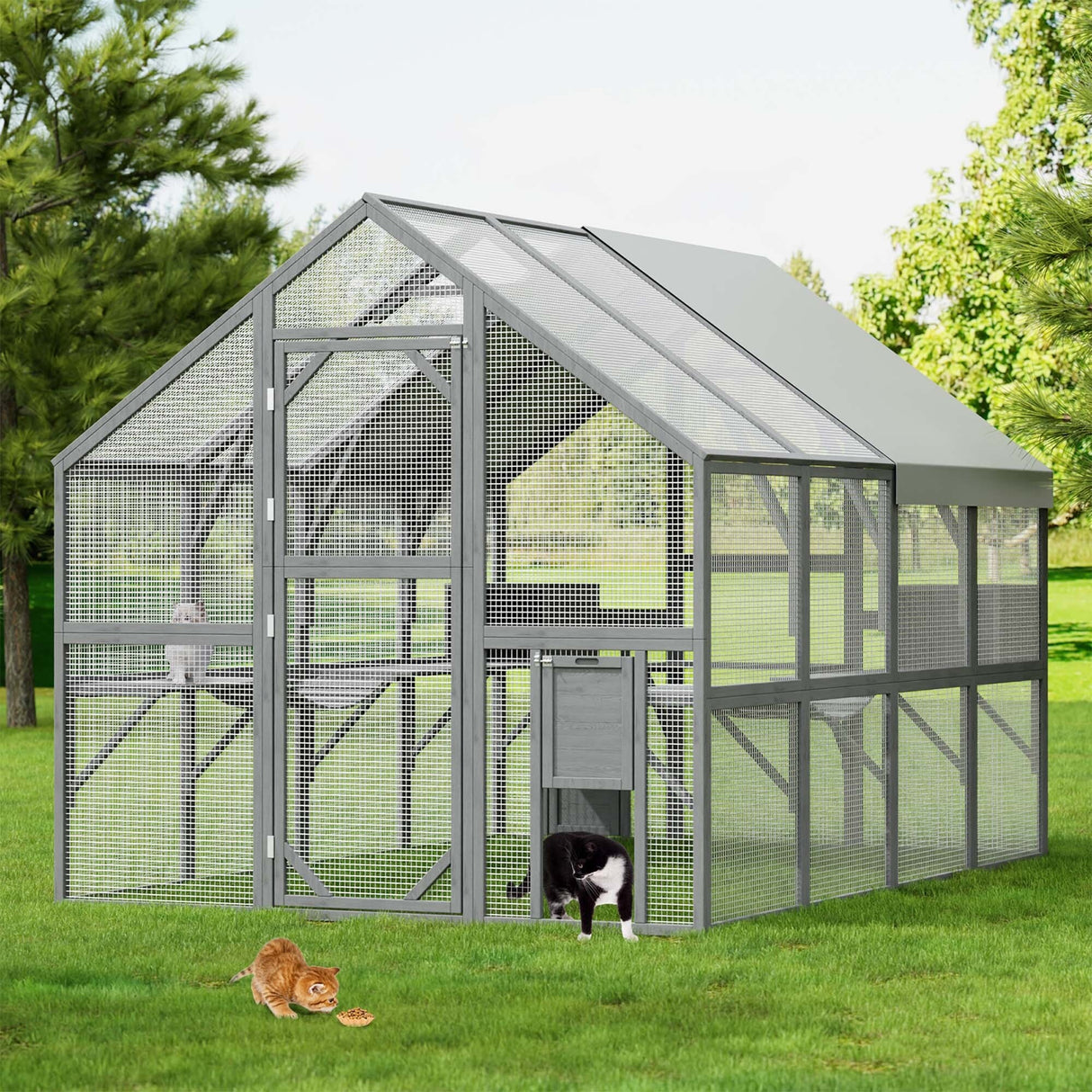 Outdoor Catio Cat House 74" H Large Cat Enclosures ,UV proof Cover