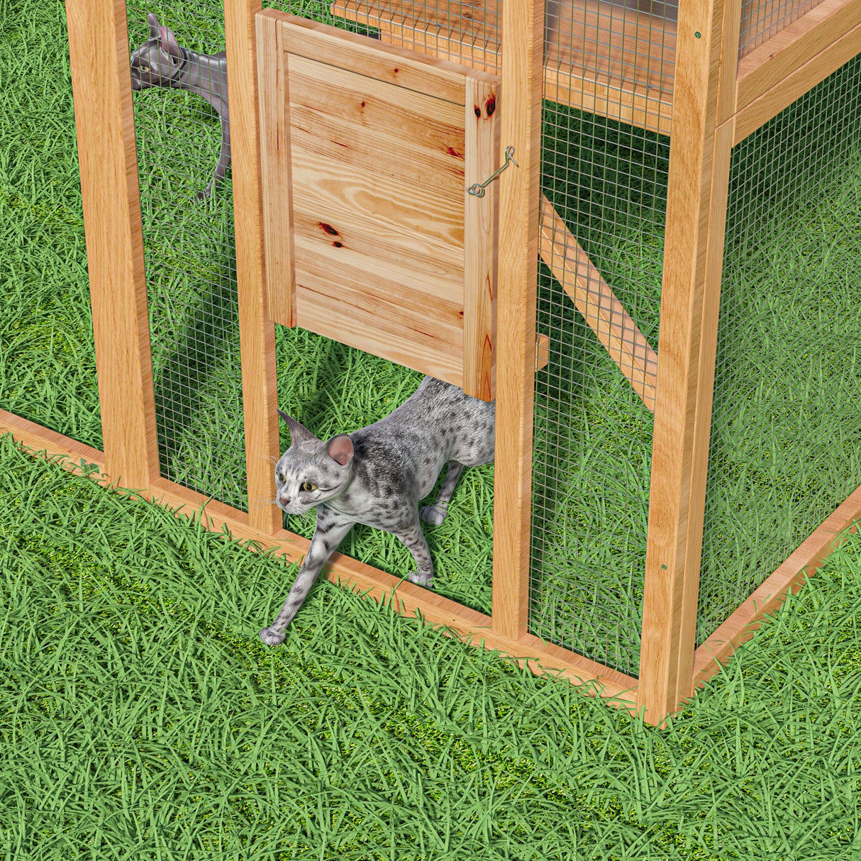 Outdoor Catio Cat House 74" H Large Cat Enclosures ,UV proof Cover