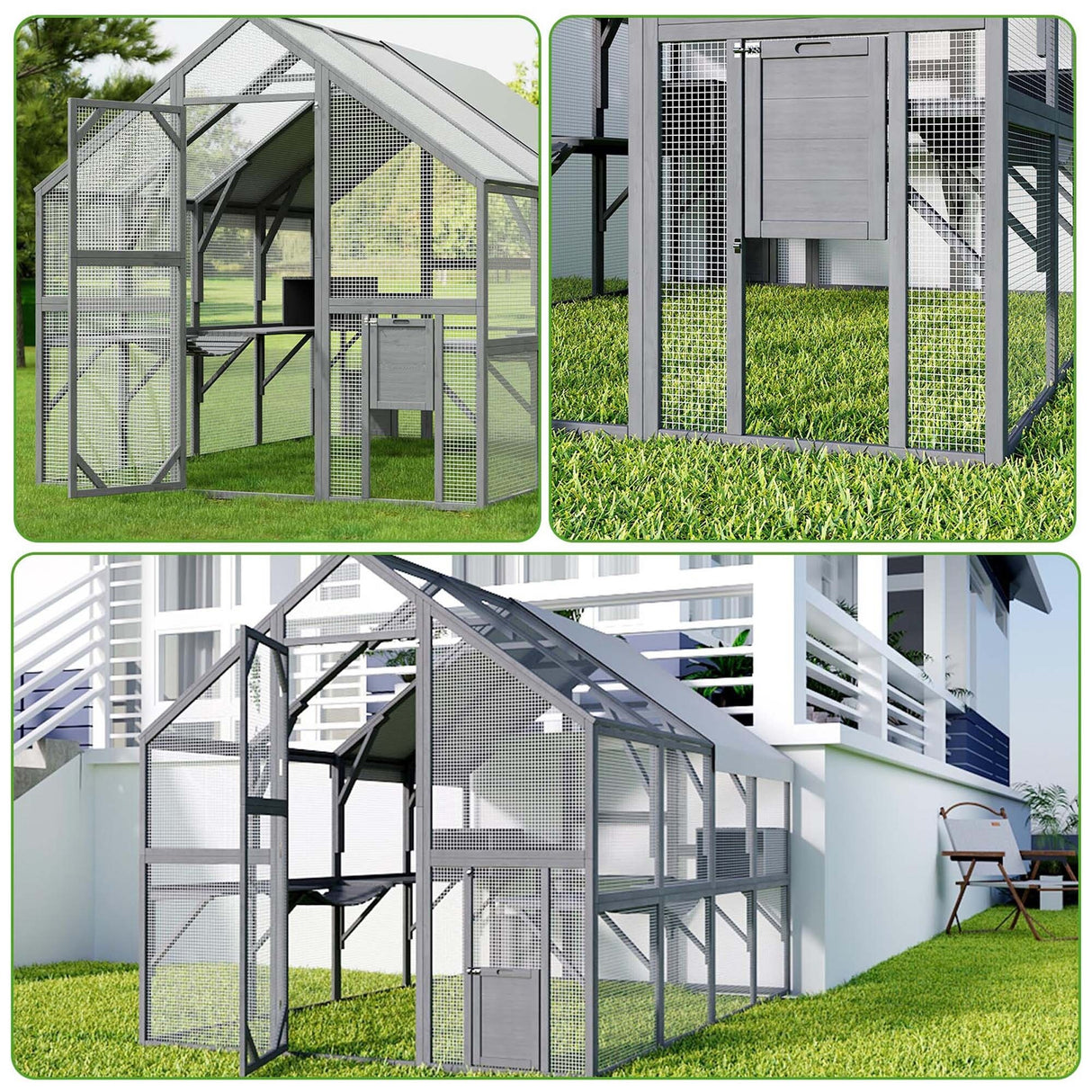 Outdoor Catio Cat House 74" H Large Cat Enclosures ,UV proof Cover